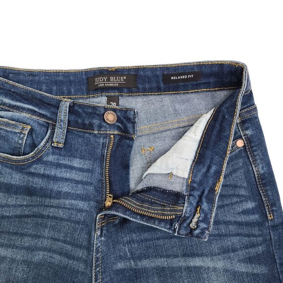 Judy Blue Relaxed Fit Angie Straight Leg Distressed Jeans Women's Size 29 Blue D - Picture 3 of 9